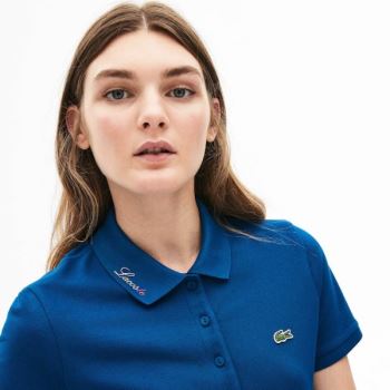 Lacoste Rainbow Script Collar Polo Dámské - Polo Blankyt | CZ-0Cj8Hd